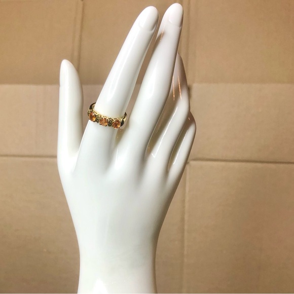 CITRINE and MARCASITE Vermeil Single Band Ring Sz 7 - Picture 7 of 17
